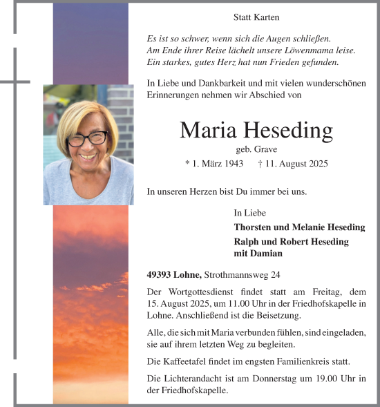 Anzeige von Maria Heseding von OM-Medien