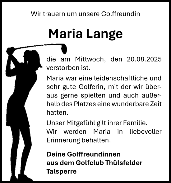 Anzeige von Maria Lange von OM-Medien