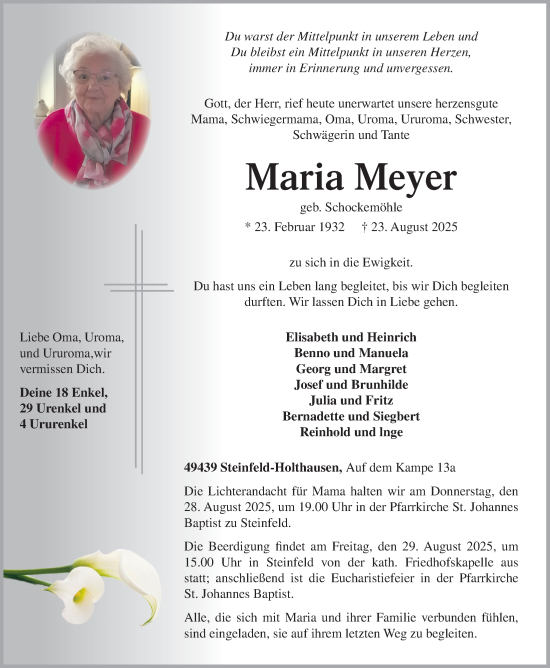 Anzeige von Maria Meyer von OM-Medien