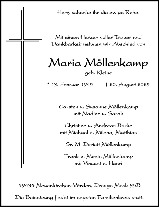 Anzeige von Maria Möllenkamp von OM-Medien