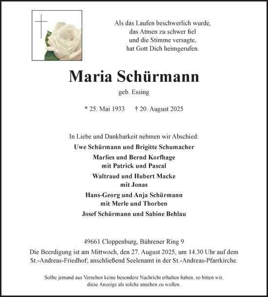 Anzeige von Maria Schürmann von OM-Medien