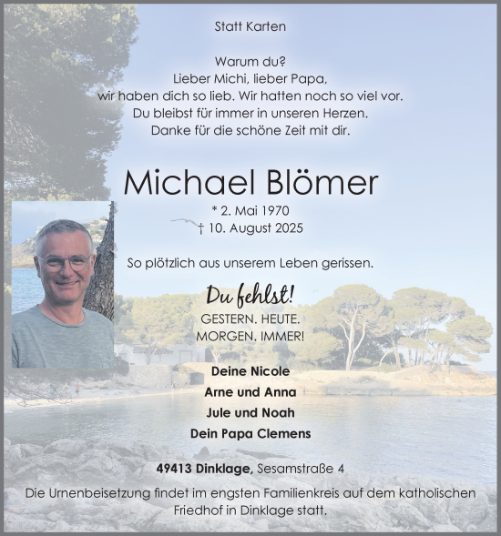Anzeige von Michael Blömer von OM-Medien