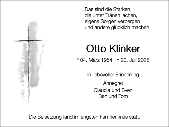 Anzeige von Otto Klinker von OM-Medien