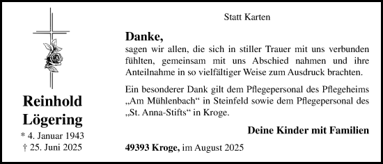 Anzeige von Reinhold Lögering von OM-Medien