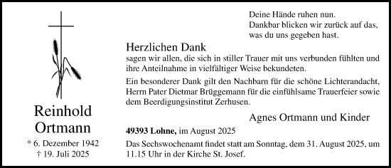 Anzeige von Reinhold Ortmann von OM-Medien