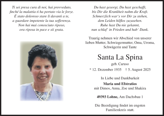 Anzeige von Santa La Spina von OM-Medien