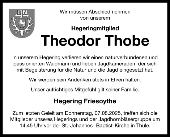 Anzeige von Theodor Thobe von OM-Medien