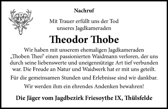 Anzeige von Theodor Thobe von OM-Medien