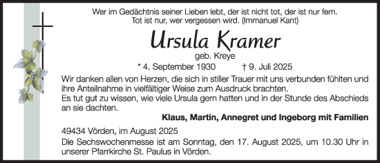 Anzeige von Ursula Kramer von OM-Medien