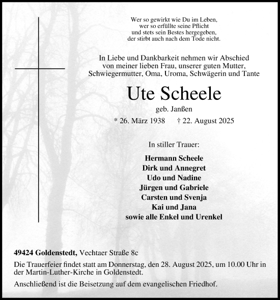 Anzeige von Ute Scheele von OM-Medien