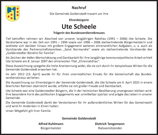 Anzeige von Ute Scheele von OM-Medien