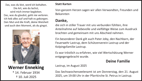 Anzeige von Werner Enneking von OM-Medien