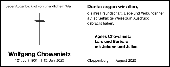 Anzeige von Wolfgang Chowanietz von OM-Medien