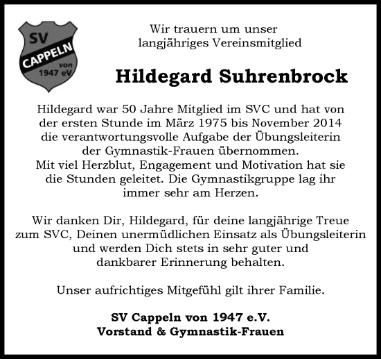 Anzeige von Hildegard Suhrenbrock von OM-Medien