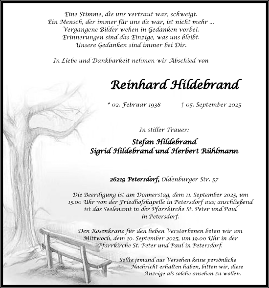 Anzeige von Reinhard Hildebrand von OM-Medien