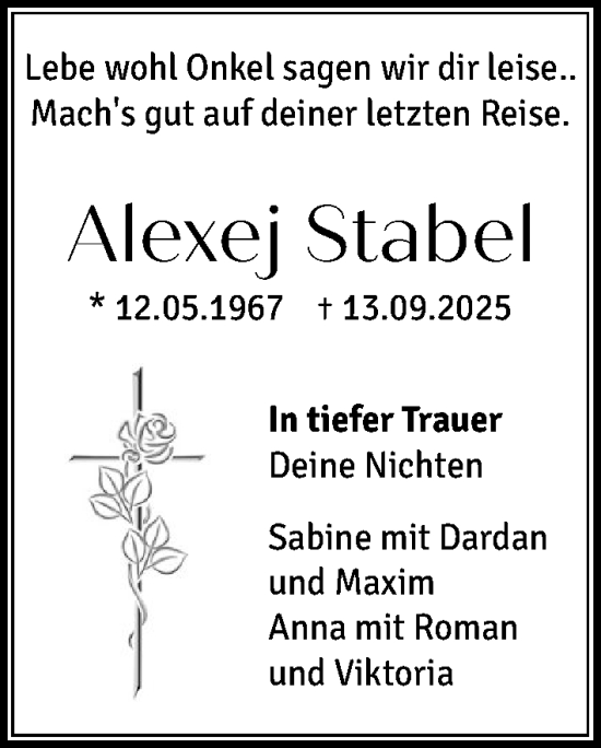Anzeige von Alexej Stabel von OM-Medien
