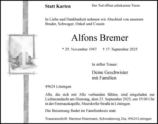 Anzeige von Alfons Bremer von OM-Medien