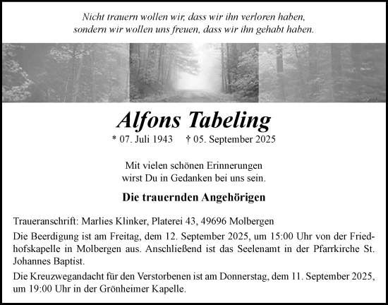 Anzeige von Alfons Tabeling von OM-Medien