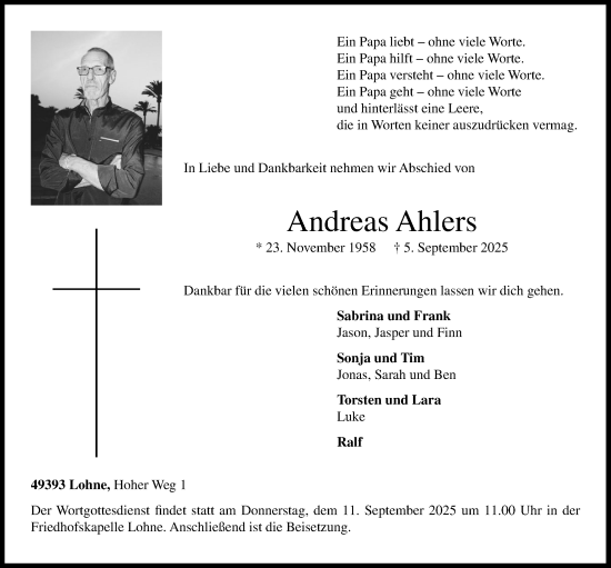 Anzeige von Andreas Ahlers von OM-Medien