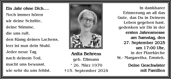 Anzeige von Anita Behrens von OM-Medien