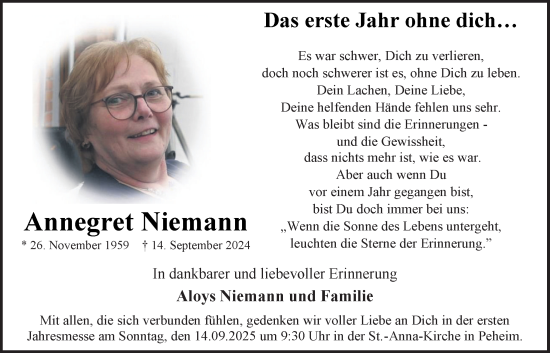Anzeige von Annegret Niemann von OM-Medien