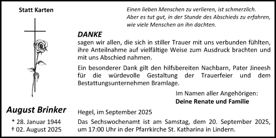 Anzeige von August Brinker von OM-Medien