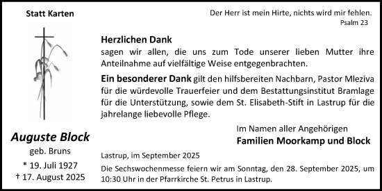 Anzeige von Auguste Block von OM-Medien