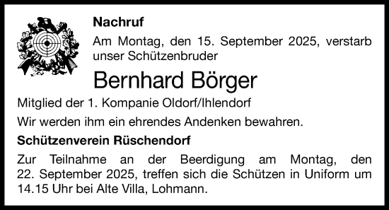 Anzeige von Bernhard Börger von OM-Medien