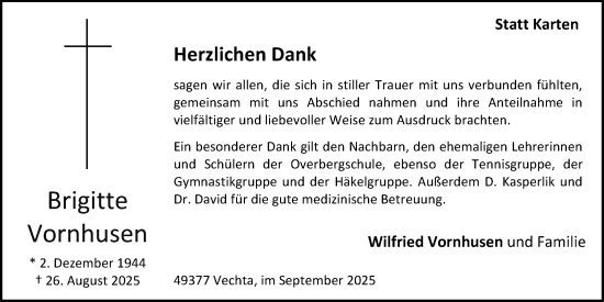 Anzeige von Brigitte Vornhusen von OM-Medien