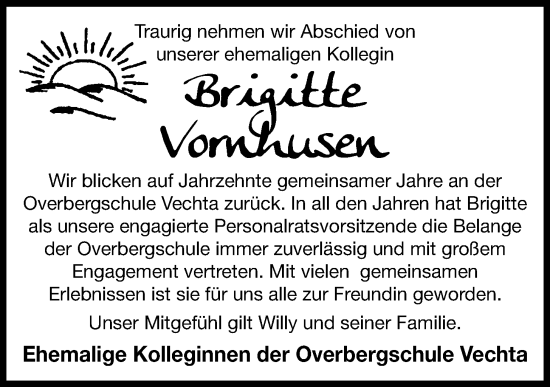 Anzeige von Brigitte Vornhusen von OM-Medien