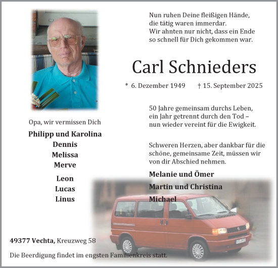 Anzeige von Carl Schnieders von OM-Medien