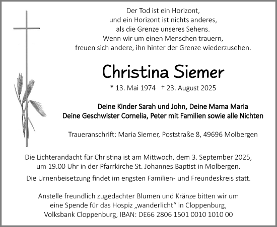 Anzeige von Christina Siemer von OM-Medien