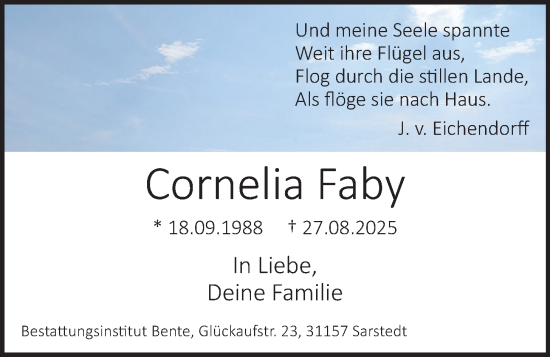 Anzeige von Cornelia Faby von OM-Medien
