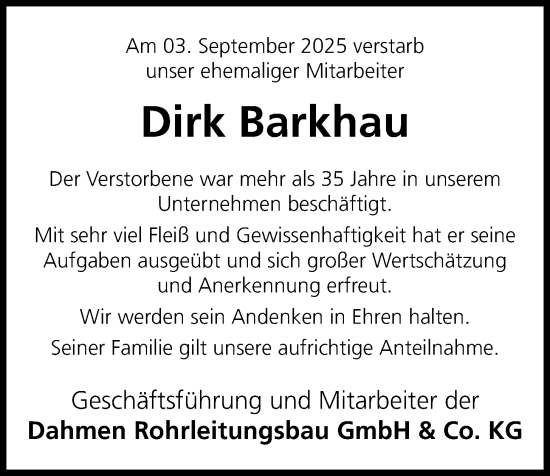 Anzeige von Dirk Barkhau von OM-Medien