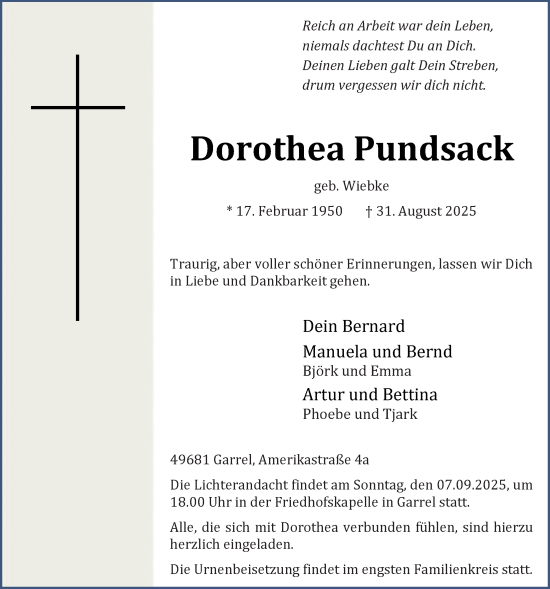Anzeige von Dorothea Pundsack von OM-Medien