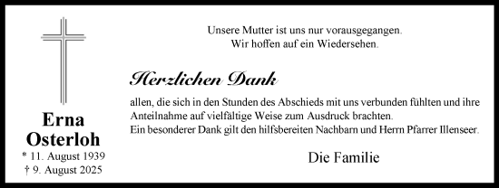 Anzeige von Erna Osterloh von OM-Medien