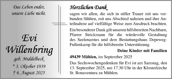 Anzeige von Evi Willenbring von OM-Medien