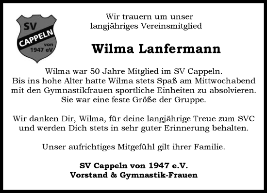 Anzeige von Wilma Lanfermann von OM-Medien