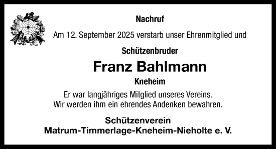 Anzeige von Franz Bahlmann von OM-Medien