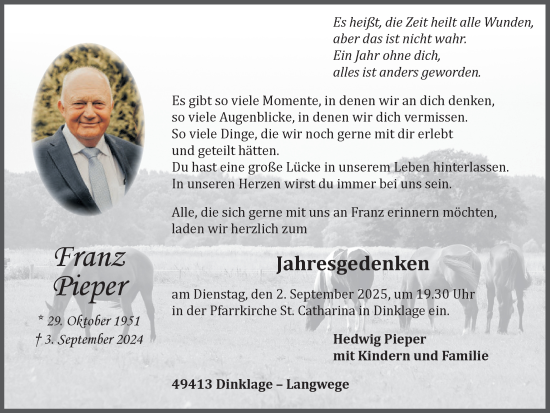 Anzeige von Franz Pieper von OM-Medien
