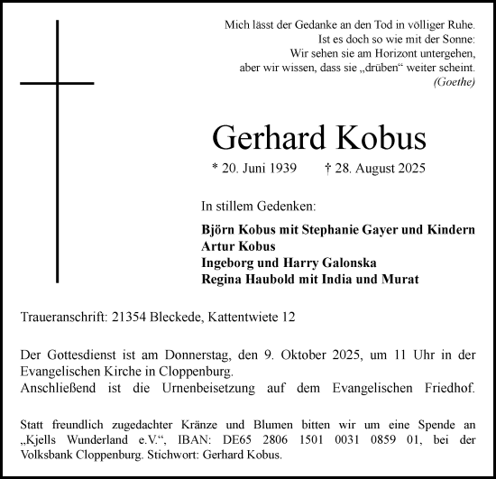 Anzeige von Gerhard Kobus von OM-Medien