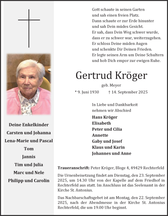 Anzeige von Gertrud Kröger von OM-Medien