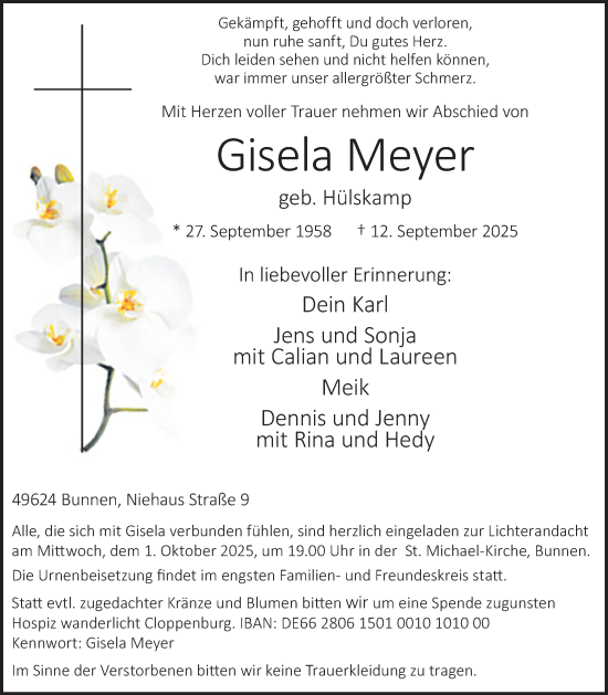 Anzeige von Gisela Meyer von OM-Medien