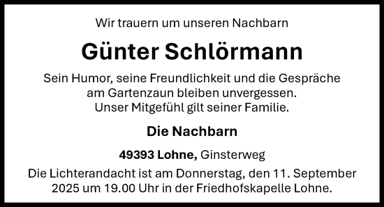 Anzeige von Günter Schlörmann von OM-Medien