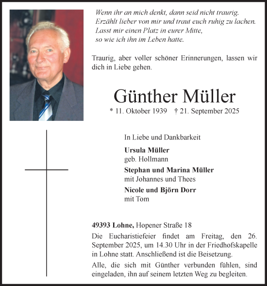 Anzeige von Günther Müller von OM-Medien