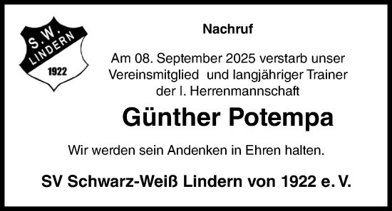 Anzeige von Günther Potempa von OM-Medien