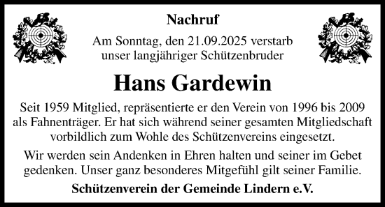 Anzeige von Hans Gardewin von OM-Medien