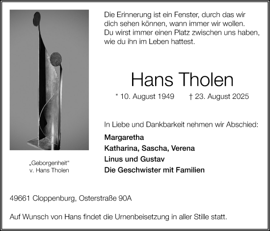 Anzeige von Hans Tholen von OM-Medien
