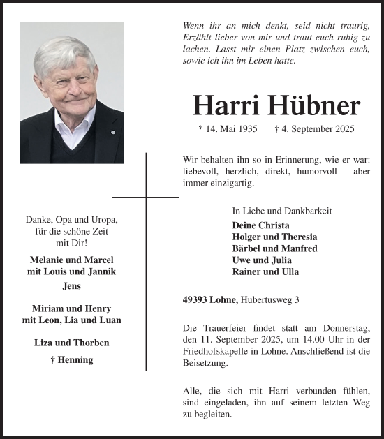 Anzeige von Harri Hübner von OM-Medien