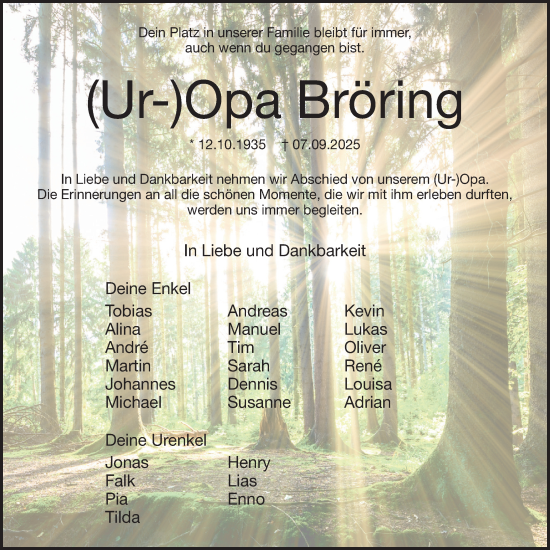 Anzeige von Heinz Bröring von OM-Medien